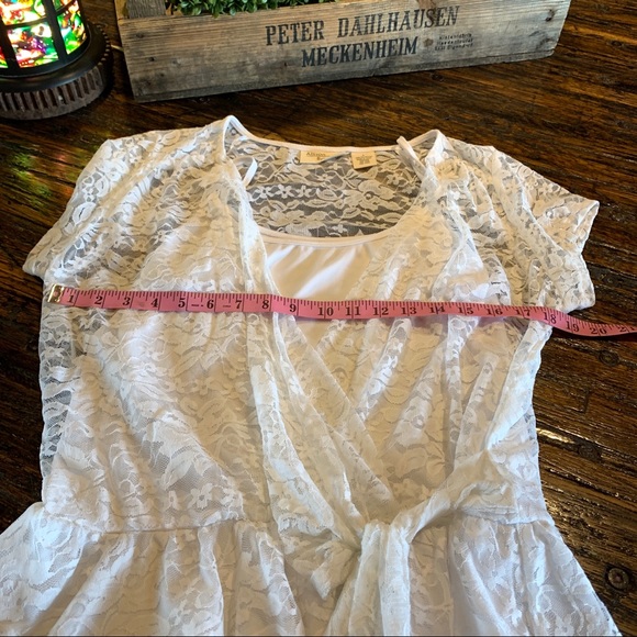 Dressy Party White Lace Wrap Top Feminine L Cute! - Picture 11 of 15